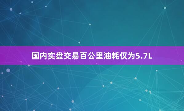 国内实盘交易百公里油耗仅为5.7L